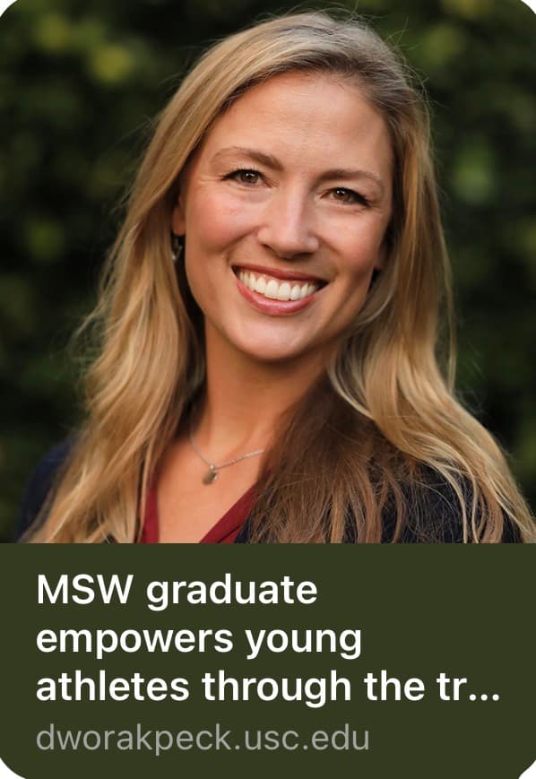 USC Dworak-Peck article card featuring Allie Chapman